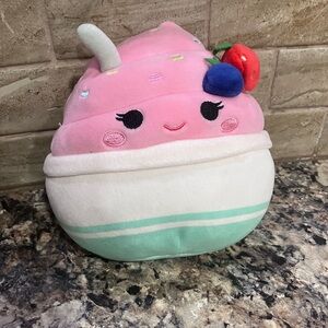 Squishmallows Pink and White Ice Cream Stuffed Animal
